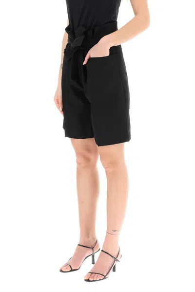 Shop Totême Toteme Belted Wool-blend Shorts Women In Black