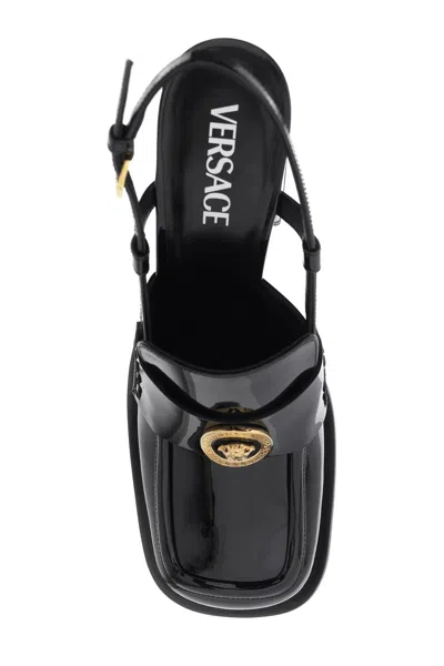 Shop Versace Patent Leather Pumps Loafers Women In Black