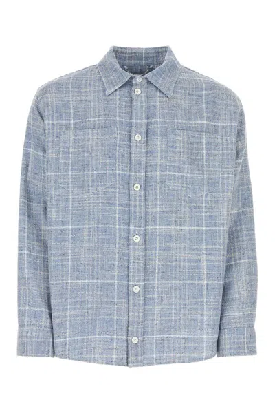 1989 Studio Flannel Shirt With Embroidered Back Print In Skyblue