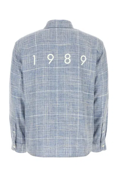 1989 Studio Flannel Shirt With Embroidered Back Print In Skyblue