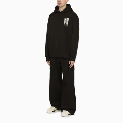 Shop Y-3 Adidas  Hoodie With Logo Blurs In Black