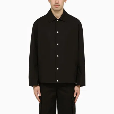 Shop Jil Sander Black Shirt-jacket With Logo In Beige