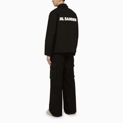 Shop Jil Sander Black Shirt-jacket With Logo In Beige