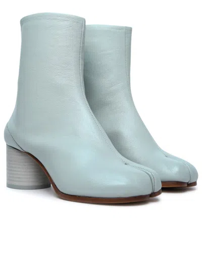 Shop Maison Margiela 'tabi' Green Anise Leather Ankle Boots