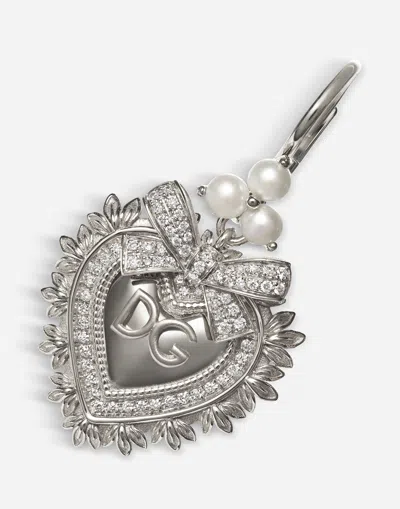 Dolce & Gabbana Devotion In White Gold Earrings With Diamonds And Pearls In White Gold