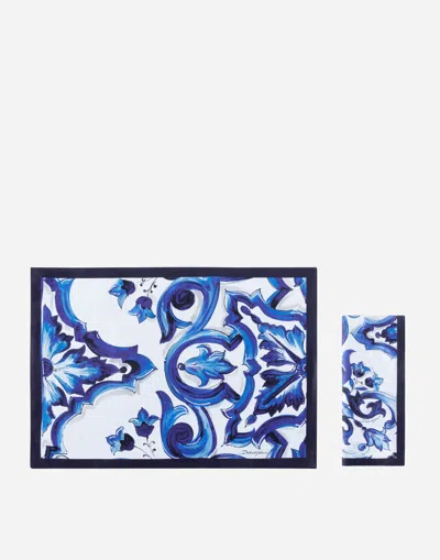 Dolce & Gabbana Set Linen Placemat And Napkin In Multicolor