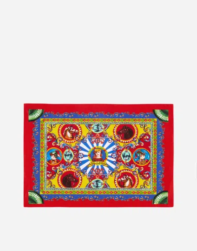 Dolce & Gabbana Set Linen Placemat And Napkin In Multicolor