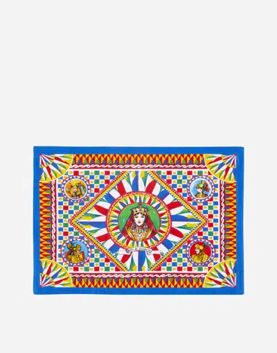 Dolce & Gabbana Set Linen Placemat And Napkin In Multicolor