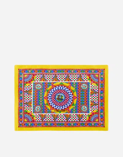 Dolce & Gabbana Set Linen Placemat And Napkin In Multicolor