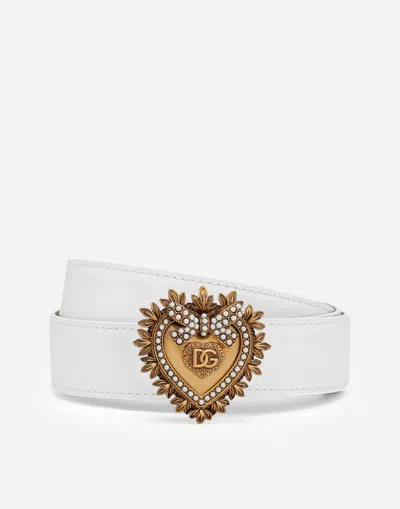 Dolce & Gabbana Devotion Embellished Belt In White