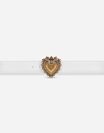 Dolce & Gabbana Devotion Embellished Belt In White