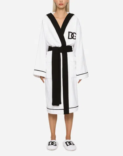 Dolce & Gabbana Terry Cotton Bathrobe In Multicolor