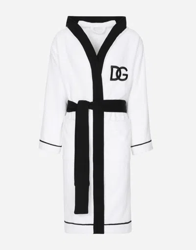 Dolce & Gabbana Terry Cotton Bathrobe In Multicolor