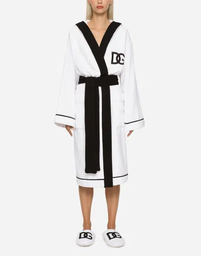 Dolce & Gabbana Terry Cotton Bathrobe In Multicolor