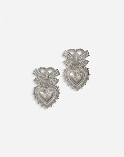 Dolce & Gabbana Devotion Earrings In White Gold With Diamonds In White Gold