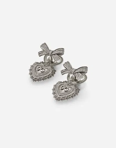 Dolce & Gabbana Devotion Earrings In White Gold With Diamonds In White Gold