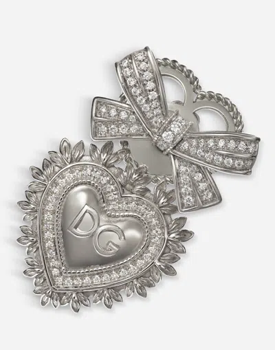 Dolce & Gabbana Devotion Earrings In White Gold With Diamonds In White Gold
