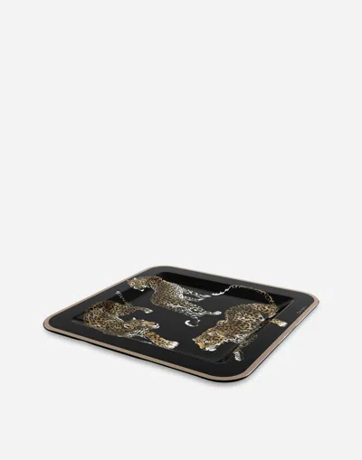 Dolce & Gabbana Wooden Tray Medium In Multicolor