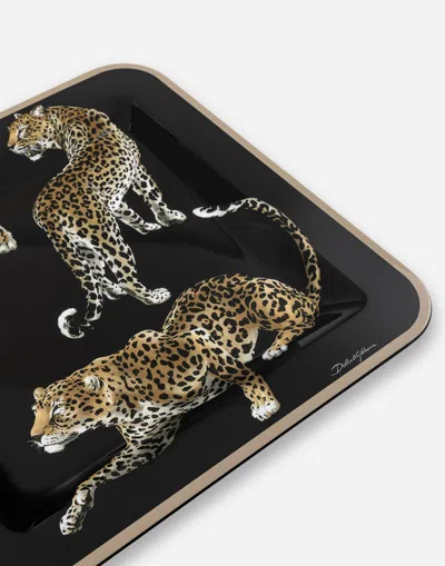 Dolce & Gabbana Wooden Tray Medium In Multicolor