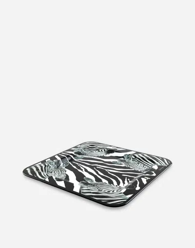 Dolce & Gabbana Medium Zebra-print Wood Tray In Multicolor