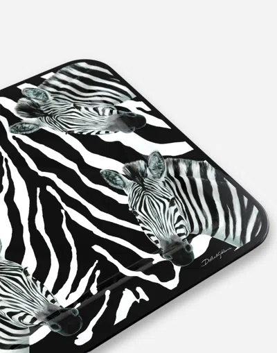 Dolce & Gabbana Medium Zebra-print Wood Tray In Multicolor