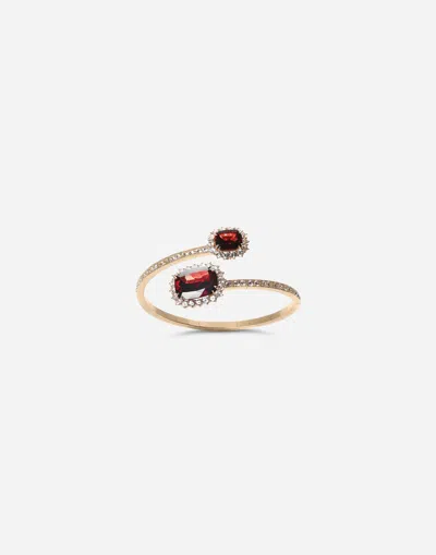 Dolce & Gabbana 18k Yellow Gold Gems Rhodolite Garnets And Sapphire Bracelet In Gold
