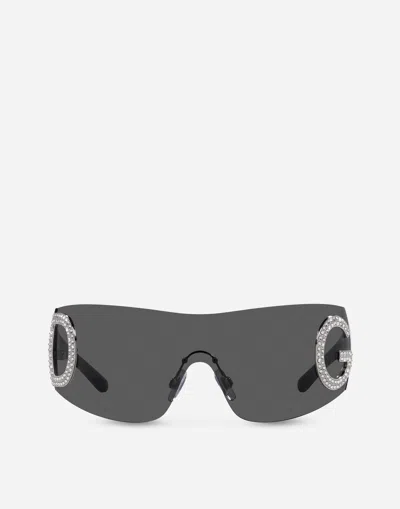 Dolce & Gabbana Re-edition Shield-frame Sunglasses In Black