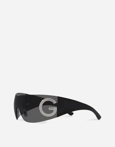 Dolce & Gabbana Re-edition Shield-frame Sunglasses In Black