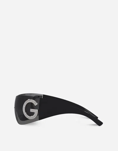 Dolce & Gabbana Re-edition Shield-frame Sunglasses In Black