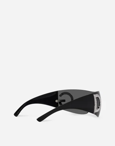 Dolce & Gabbana Re-edition Shield-frame Sunglasses In Black
