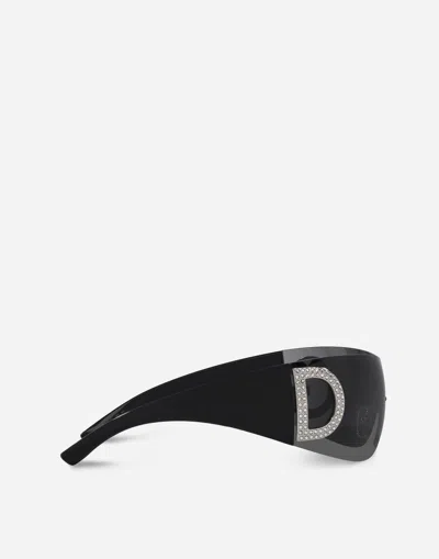 Dolce & Gabbana Re-edition Shield-frame Sunglasses In Black