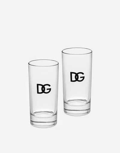 Dolce & Gabbana Set 2 Beverage Glasses In Multicolor