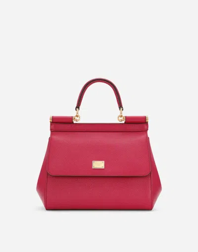 Dolce & Gabbana Sicily Leather Crossbody Bag In Fuchsia