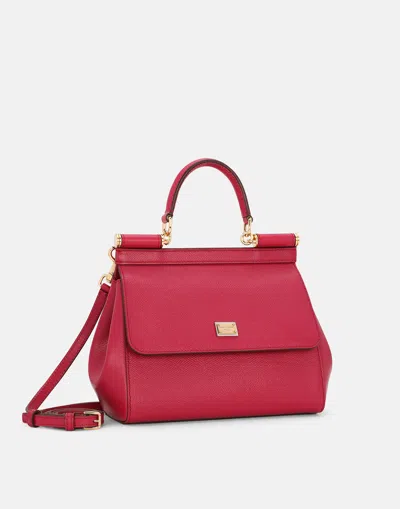 Dolce & Gabbana Sicily Leather Crossbody Bag In Fuchsia
