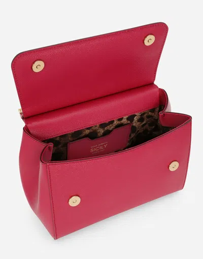 Dolce & Gabbana Sicily Leather Crossbody Bag In Fuchsia