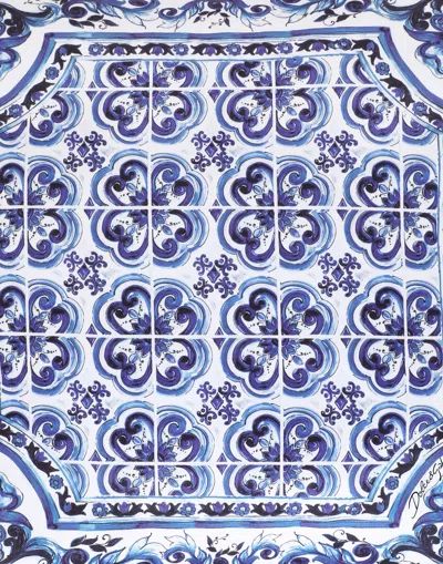 Dolce & Gabbana Navy & White Small Mediterraneo Cushion In Multicolor