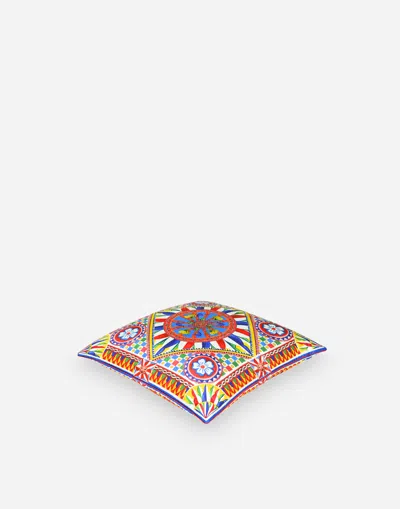 Dolce & Gabbana Silk Twill Cushion Small Multicolor Unisex Onesize In Multicolor