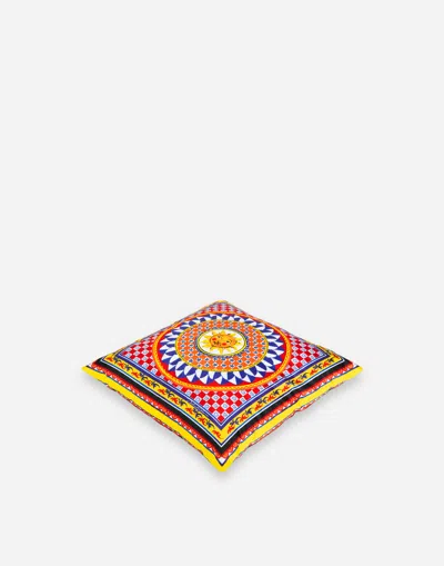 Dolce & Gabbana Duchesse Cotton Cushion Small Multicolor Unisex Onesize In Multicolor