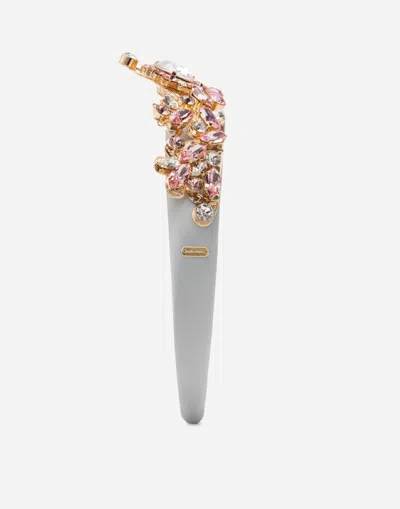 Dolce & Gabbana Headband With All Over Jewellery Application In White