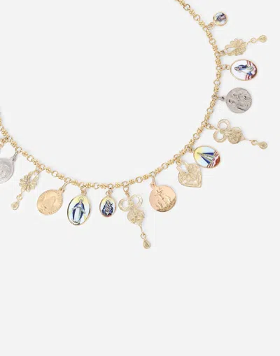 Dolce & Gabbana D.d. Necklace In Yellow 18kt Gold  With Antique Ceramic Miniatures In Gold