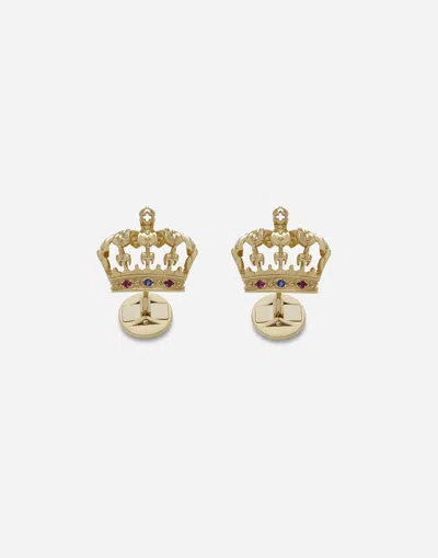 Dolce & Gabbana Royal Cufflinks 18-carat Yellow Gold, Sapphires, And Rubies In Gold