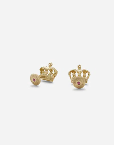 Dolce & Gabbana Royal Cufflinks 18-carat Yellow Gold, Sapphires, And Rubies In Gold