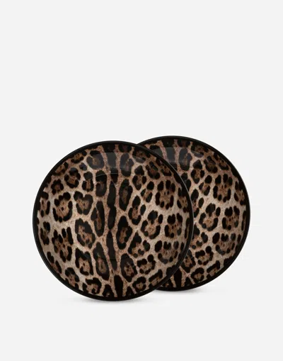 Dolce & Gabbana Set 2 Porcelain Dinner Plates Multicolor Unisex Onesize In Multicolor