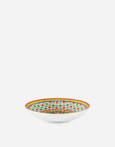 Dolce & Gabbana Set 2 Porcelain Soup Plates In Multicolor