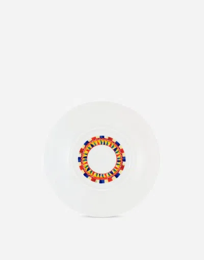 Dolce & Gabbana Set 2 Porcelain Soup Plates In Multicolor