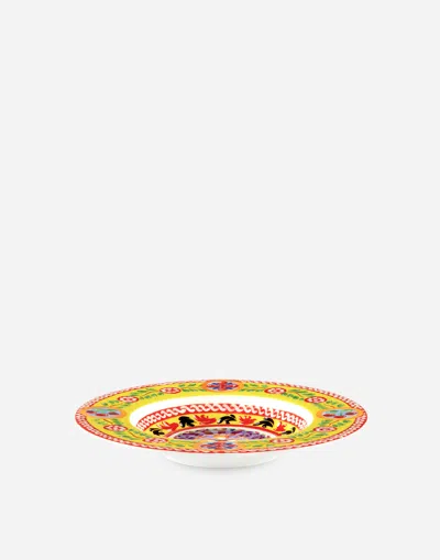 Dolce & Gabbana Set 2 Soup Plates In Fine Porcelain Multicolor Unisex Onesize In Multicolor