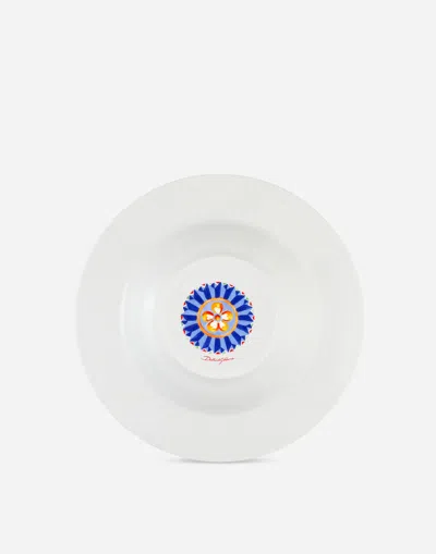 Dolce & Gabbana Set 2 Soup Plates In Fine Porcelain Multicolor Unisex Onesize In Multicolor
