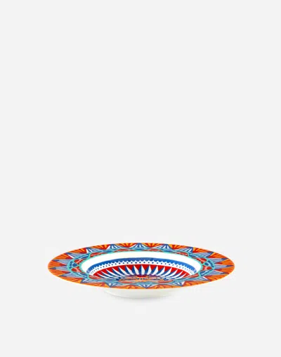 Dolce & Gabbana Set 2 Soup Plates In Fine Porcelain Multicolor Unisex Onesize In Multicolor