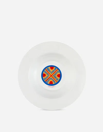 Dolce & Gabbana Set 2 Soup Plates In Fine Porcelain Multicolor Unisex Onesize In Multicolor