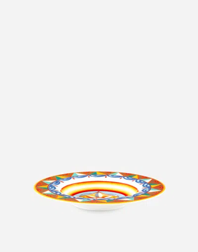 Dolce & Gabbana Set 2 Soup Plates In Fine Porcelain Multicolor Unisex Onesize In Multicolor